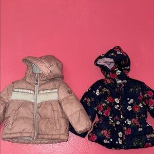 MICHAEL Michael Kors Pink and Little me  Floral Kids Puffers small stain on MK